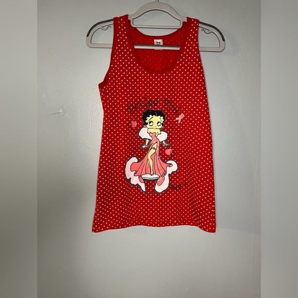 Betty Boop Tickled Pink red polka dot tank top - Picture 1 of 3